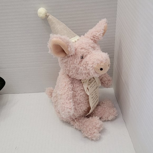 Piggy Wigg Wiggy Celebrate Happy Birthday DEMDACO Plush Animal Pig Hat Gift Tag - Picture 10 of 12